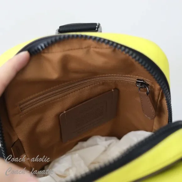 NWT Coach CL432 Track Pack In Colorblock Signature Canvas Mahogany/Bright Yellow - Picture 10 of 10